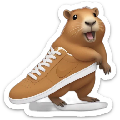 Capybara in Nike sneakers goes to the right sticker
