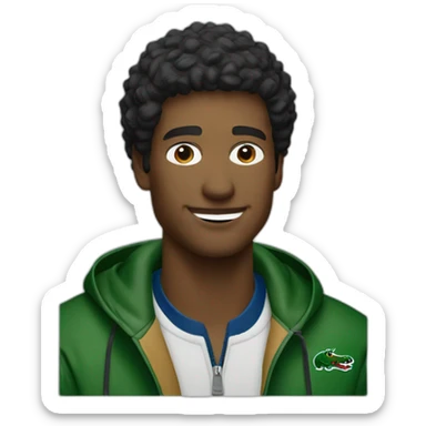 Lacoste black friends man drinking beer with windbreaker sticker