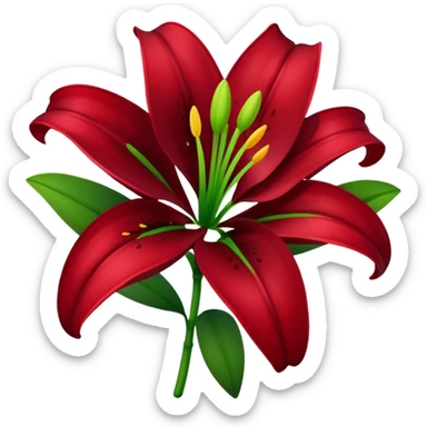 A lily flower in a dark cherry red colour with a stem sticker
