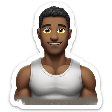 muscular young man portrait saying “BESTO FRIENDO” sticker