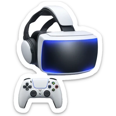 Ps5 with a gaming headset on sticker