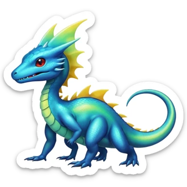 Shiny Iridescent Aurorus-Helioptile-Salandit-Fakémon-hybrid-creature (full body)  sticker