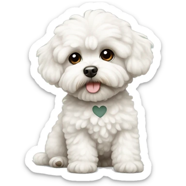 Maltipoo with a white heart sticker