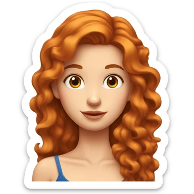 Une Fille rousse cheveux longs et aux yeux bleus , les cheveux detaché ondulé sticker