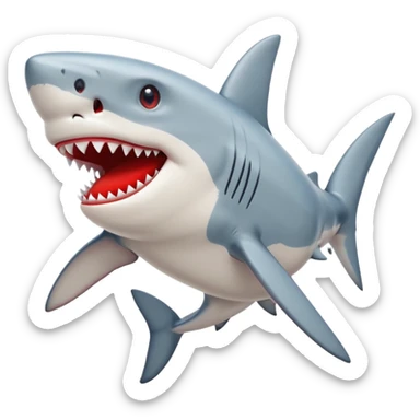 un requin avec des chausures rougr sticker