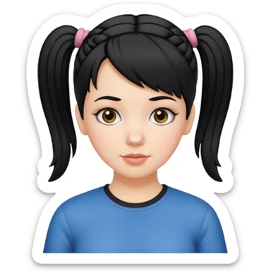 white girl with pig tails haircut black sticker