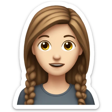 A white girl brown hair is speaking to 🎤, creating a podcast sticker