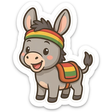 cartoon Kurdish donkey sticker, cheerful and colorful style, no text, suitable for WhatsApp and Instagram sticker