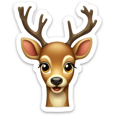 A vintage Christmas deer facing forward big wonder filled eyes and spots  sticker