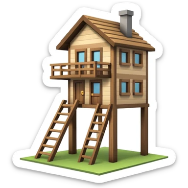 una casa de minecraft de madera y dos plantas sticker