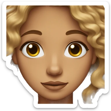 tan skin, blue eyes, wavy hair, tall, few freckles sticker