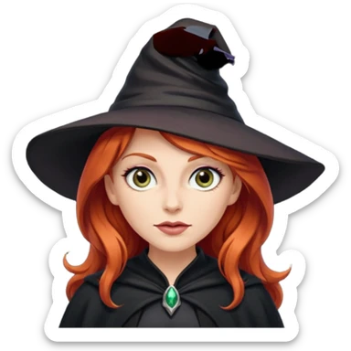 Red haired witch, sassy rolling eyes sticker
