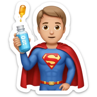 RFK Jr emoji with a superhero cape zapping a giant pill bottle labeled 'Big Pharma' sticker