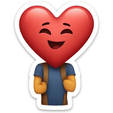 heart hugging heart sticker