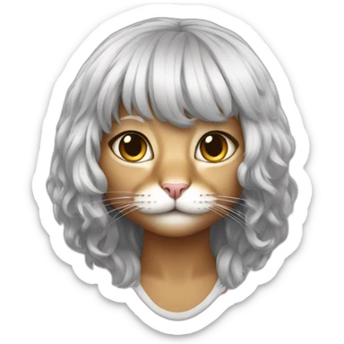 Cat in wig but in black sticker