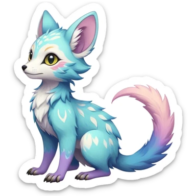 Epic Feral Rare Fantasy pastel Vernid-Trico-species by LiLaiRa, random markings, tufted tail, tufted ears, full body sticker