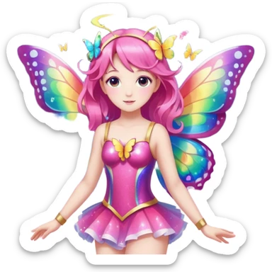 (1 Rainbow Glitter Magical Girl With Butterfly Wings), (1 Hot Pink Magical Girl With Butterfly Wings)(3 Sun Magical Girl With Butterfly Wings)(1 Moon Magical Girl With Butterfly Wings)(1 Aurora Borealis Magical Girl With Butterfly Wings)(1 Galaxy Magical Girl With Butterfly Wings) sticker