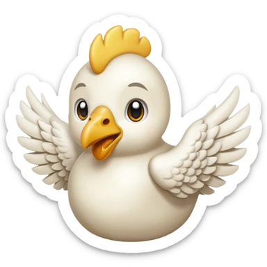 Me podrías hacer un emoji de un pollo con alas de ángel y cuernos de pony sticker