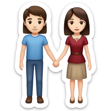 Brunette woman and brunette man holding hands sticker