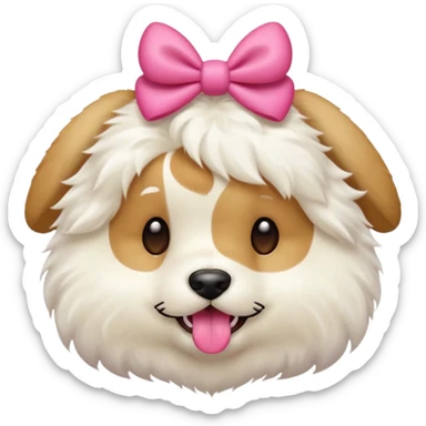 This puppy HEAD 🐶 with a pink bow and tongue out, please in apple ios emoji stylem sticker
