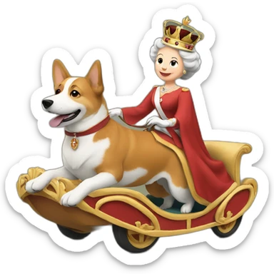 The queen riding a corgi sticker
