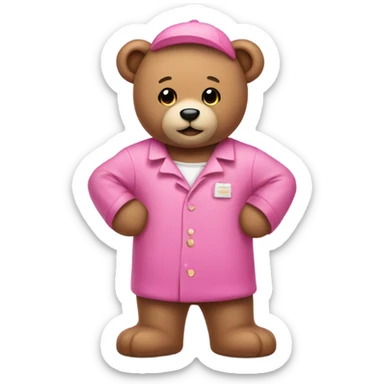 Teddy bear wearing pink outfit  sticker
