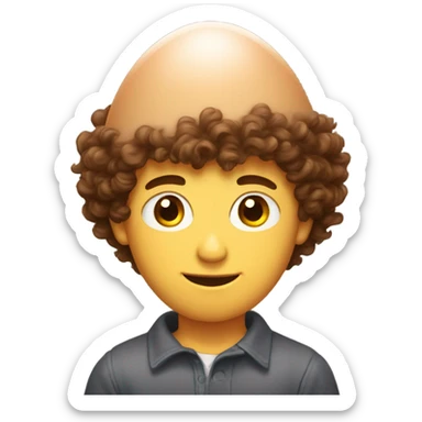 Guy with short curly brown hair hatching from an egg  sticker