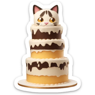 The cat makes a 4-storey cake sticker