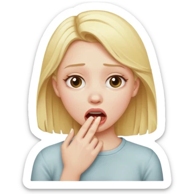 Blonde girl choking herself  sticker