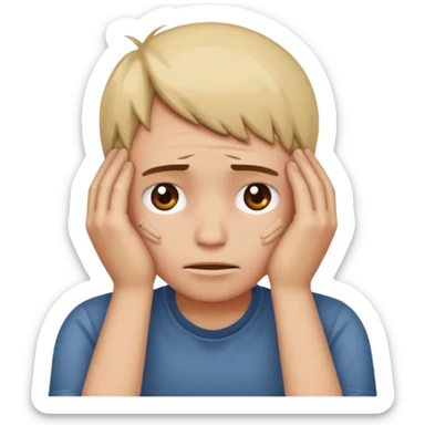 Head in hands sticker