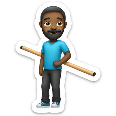 bearded boy with a pool stick  sticker