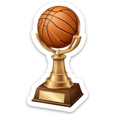 gleaming bronze basketball trophy, polished bronze basketball with classic seams sticker