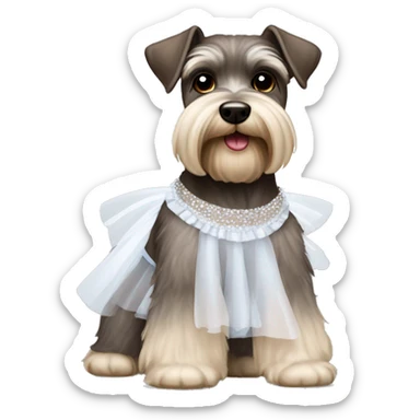 Brown and white schnauzer wearing a tutu sticker