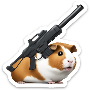 Guinea pig with gun sticker