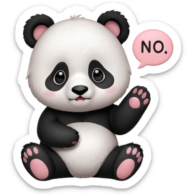 A chibi panda saying no sticker