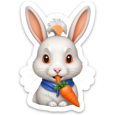 A rabbit nibbling on a carrot, surprised by the flavor, portrait, bust up sticker