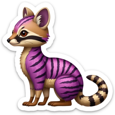 Purple red striped spotted dotted flecked exotic patterned tribal Numbat-Civet-Genet-Caracal-Cheetah-fusion (full body) sticker