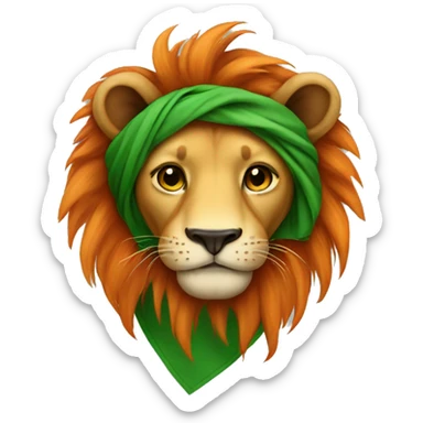 Lion with green and orange bandana sticker