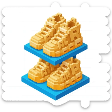 two pairs of Nike Air More Uptempo sneakers in beige on a display stand sticker