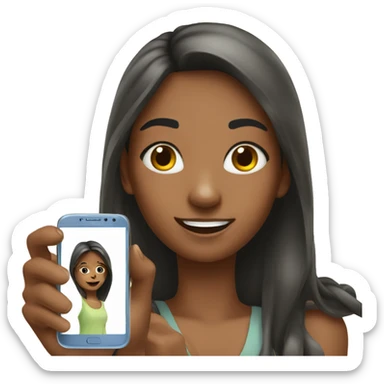 a girl with a phone making selfie sticker