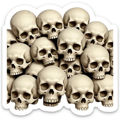 Piles of Skulls, seamless, top down perspective, in the style of gritty realism sticker