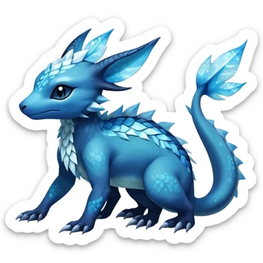 Colorful Dark Shiny Exotic Salandit-Aurorus-Glaceon-Fakémon-hybrid-creature (full body)  sticker