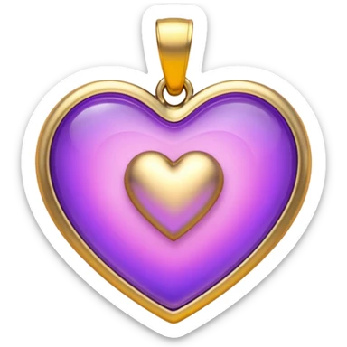 A very beautiful and aesthetic pink and gold heart pendant with a little I love you engraved on it. The style would be iOS. It has a purple glow around it. And it would look otherworldly and etherial. sticker
