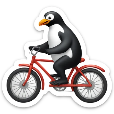 Penguin riding a bike sticker