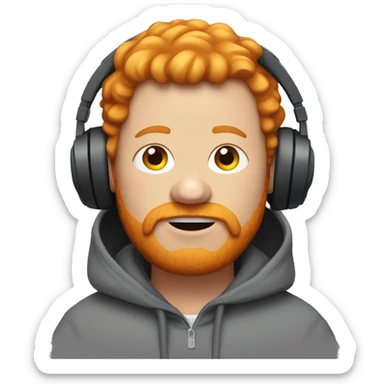 Fat ginger man with hoodie hood up and headphones  sticker