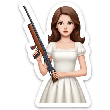 Lana Del Rey mirror picture white dress holding a shotgun sticker