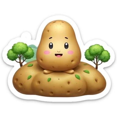 kawaii sanrio meditating potato landscape sticker
