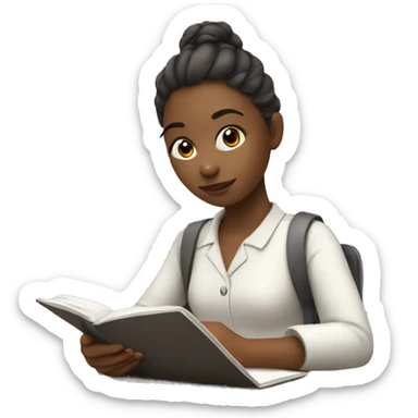 girl writing in a notebook sticker