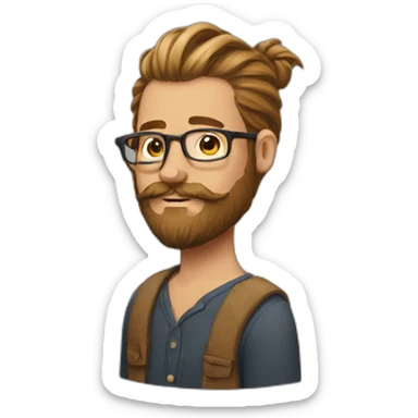 hipster manbun beard sticker
