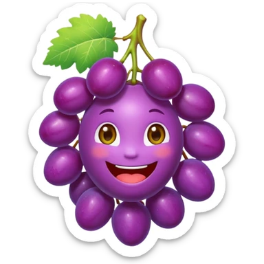 Chibi sticker style grape with a smiling face cute and exaggerated  sticker